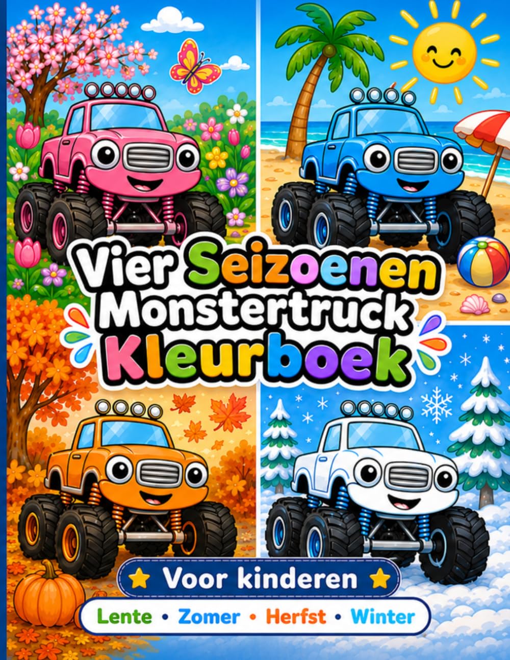 4 Seizoenen Monster Truck Kleurboek: Voor Kinderen