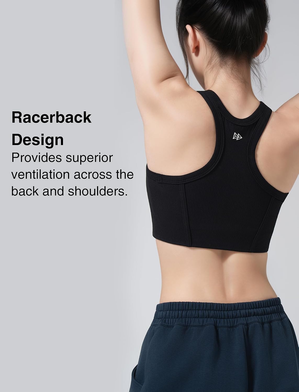 Yvette Sports Bras for Women Ribbed High Neck Racerback Tops