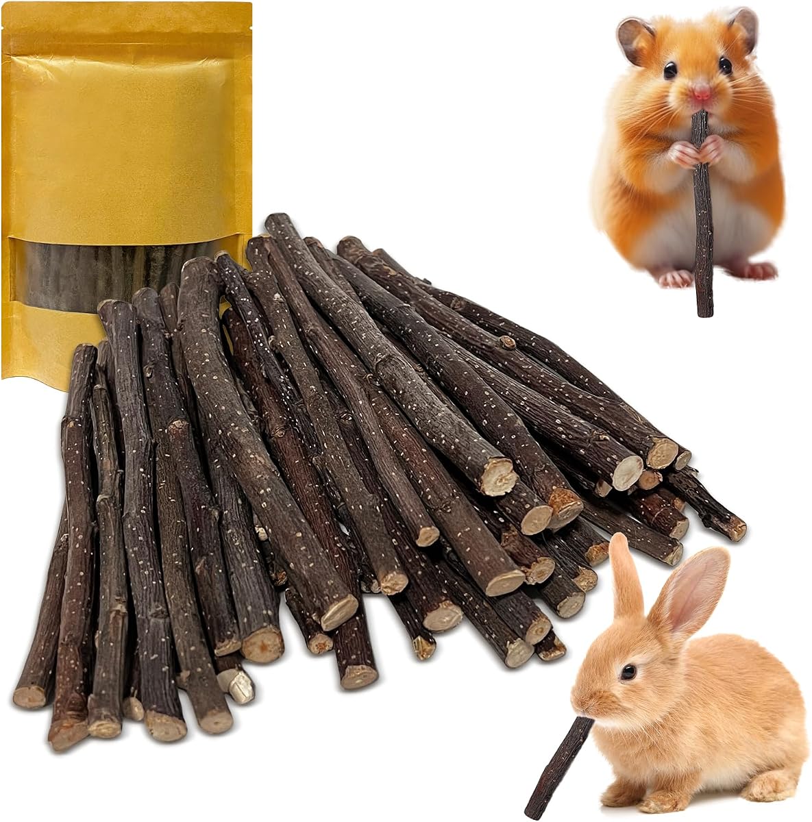 600g Palitos de Manzana Animales Pequeños Golosinas Masticables para Mascotas de Madera Juguetes para Conejillos de Indias Hámsters Conejos Chinchillas Ardillas Animales Pequeños Molar Golosinas de Madera Juguetes
