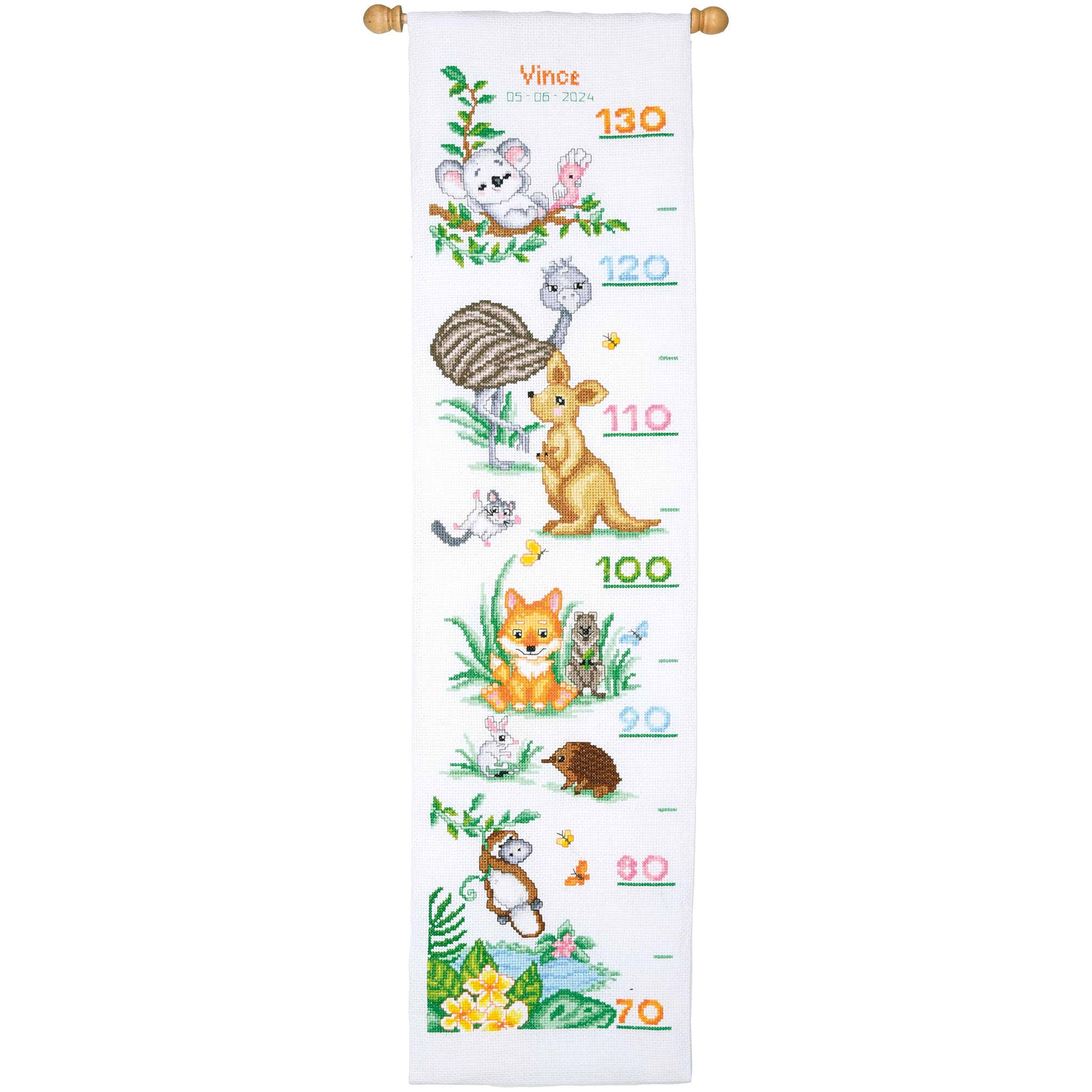 VERVACO Haft Krzyżykowy Liczony Zestaw Obraz do Haftu ZWIERZĘTA AUSTRALIJSKIE Zrób to Sam Zestaw Kreatywny dla Dorosłych 18 x 70 cm Dekoracja Ścienna DIY Cross Stitch Kit
