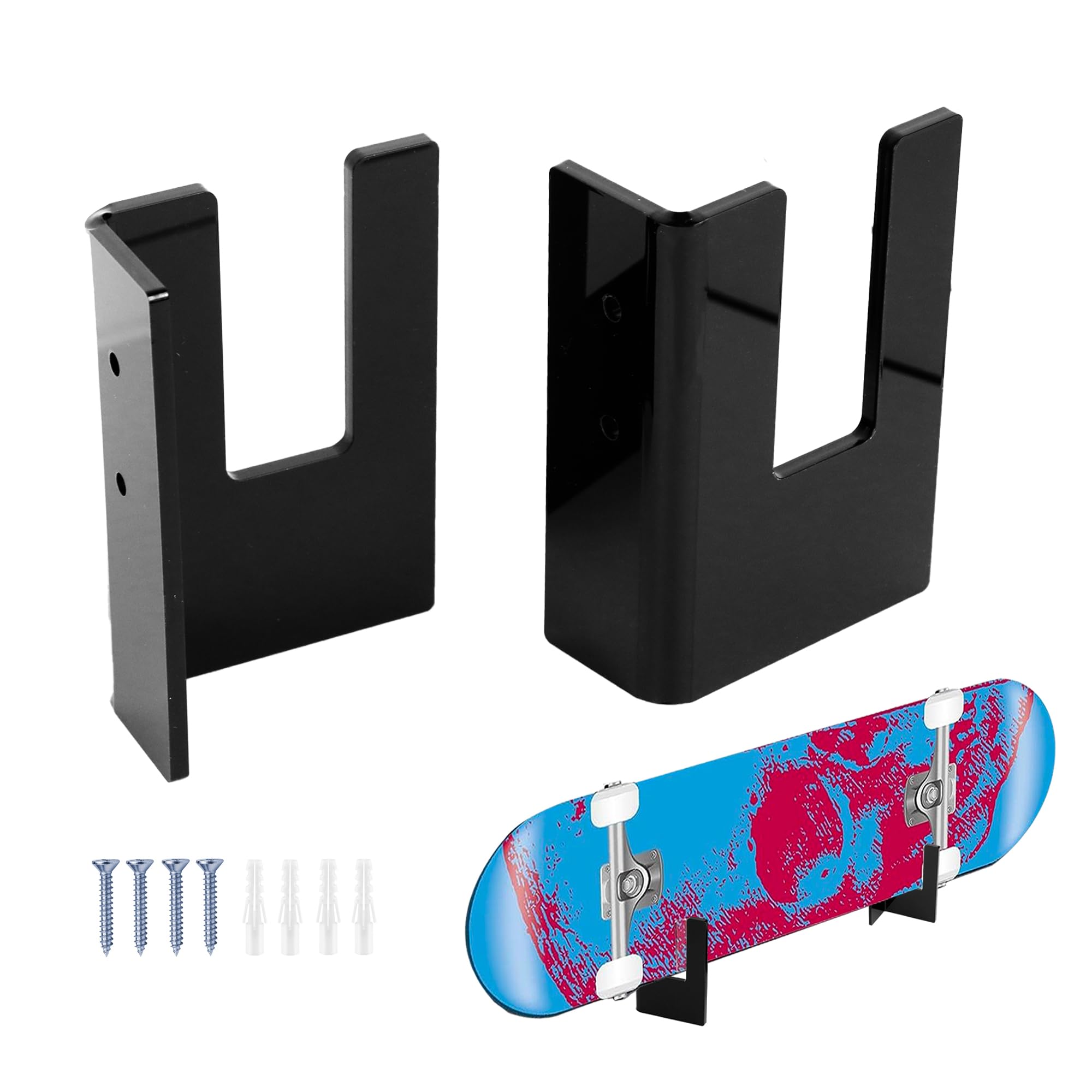 Soporte Pared Skate Acrílico Negro 2 Piezas, Exhibición Almacenamiento Snowboard
