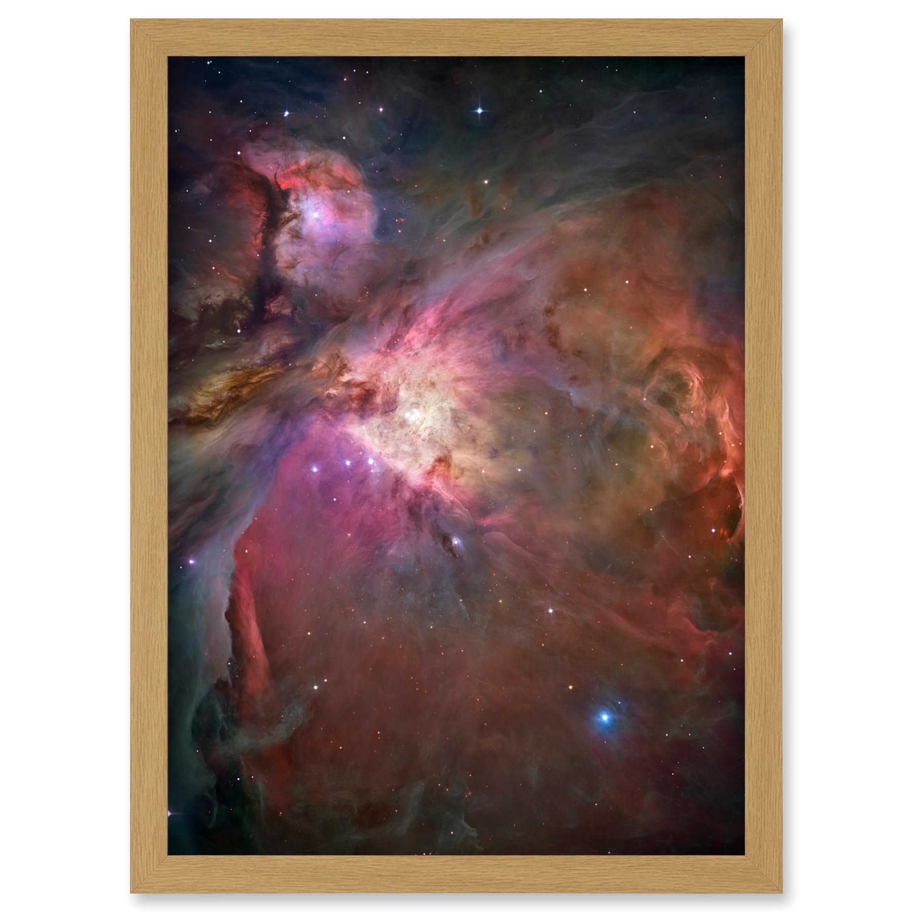 Artery8 Hubble Space Telescope Image Orion Nebula Dramatic Star Formation Gas Dust Cavity Central Trapezium Region Red Blue Cosmic Landscape Artwork Framed A3 Wall Art Print