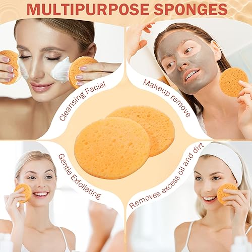 Miniatura 6 de 300 esponjas faciales comprimidas, esponjas faciales naturales para la limpieza, esponjas de limpieza facial, almohadillas exfoliantes para limpieza