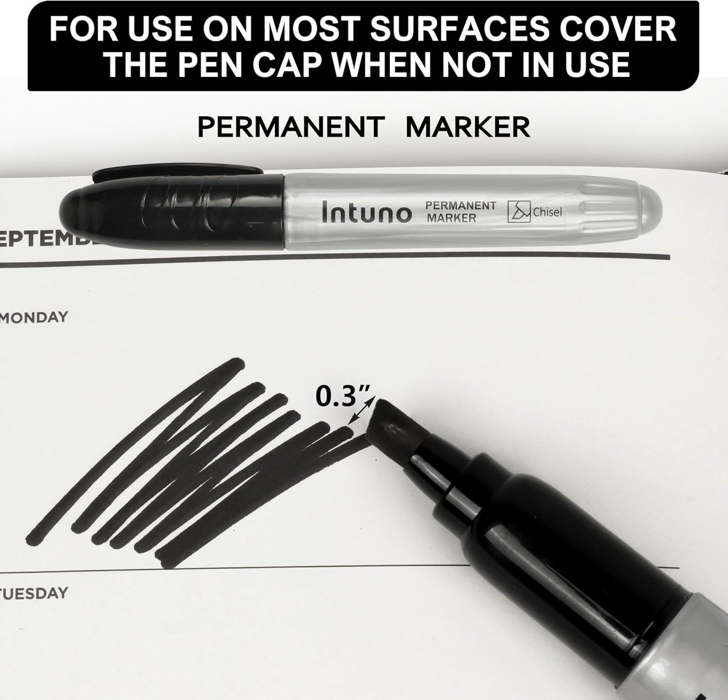 Jumo Permanent Markers, 60 Count Black, Chisel tip, Oil-Based Permanent Markers, Waterproof and Fade-Resistant, for Paper, Wood, Metal, Glass and More