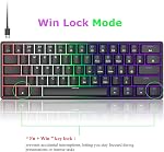 TECURS Mechanical Gaming Keyboard, QWERTY 60% Wired Keyboard RGB Backlit for Laptop/Windows, 61 Keys Angle Adjustable Red Switch Mini Keyboard Black