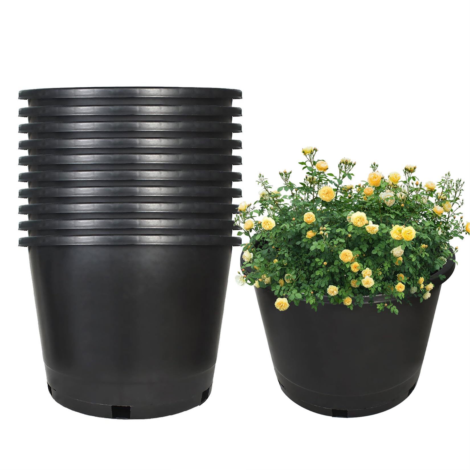 findmall 10-Pack 10 Gallon Premium Nursery Pot