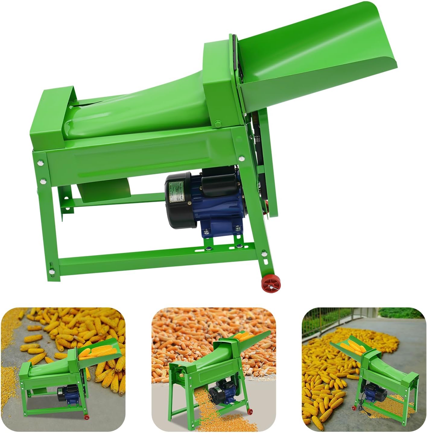480W Electric Corn Threshing Machine, Automatic Dry Corn Sheller Thresher w/ 2 Wheels, 2800RPM Heavy Duty Corn Cob Stripper, Stainless Steel Pea Sheller Machine 13 Adjustable Gears