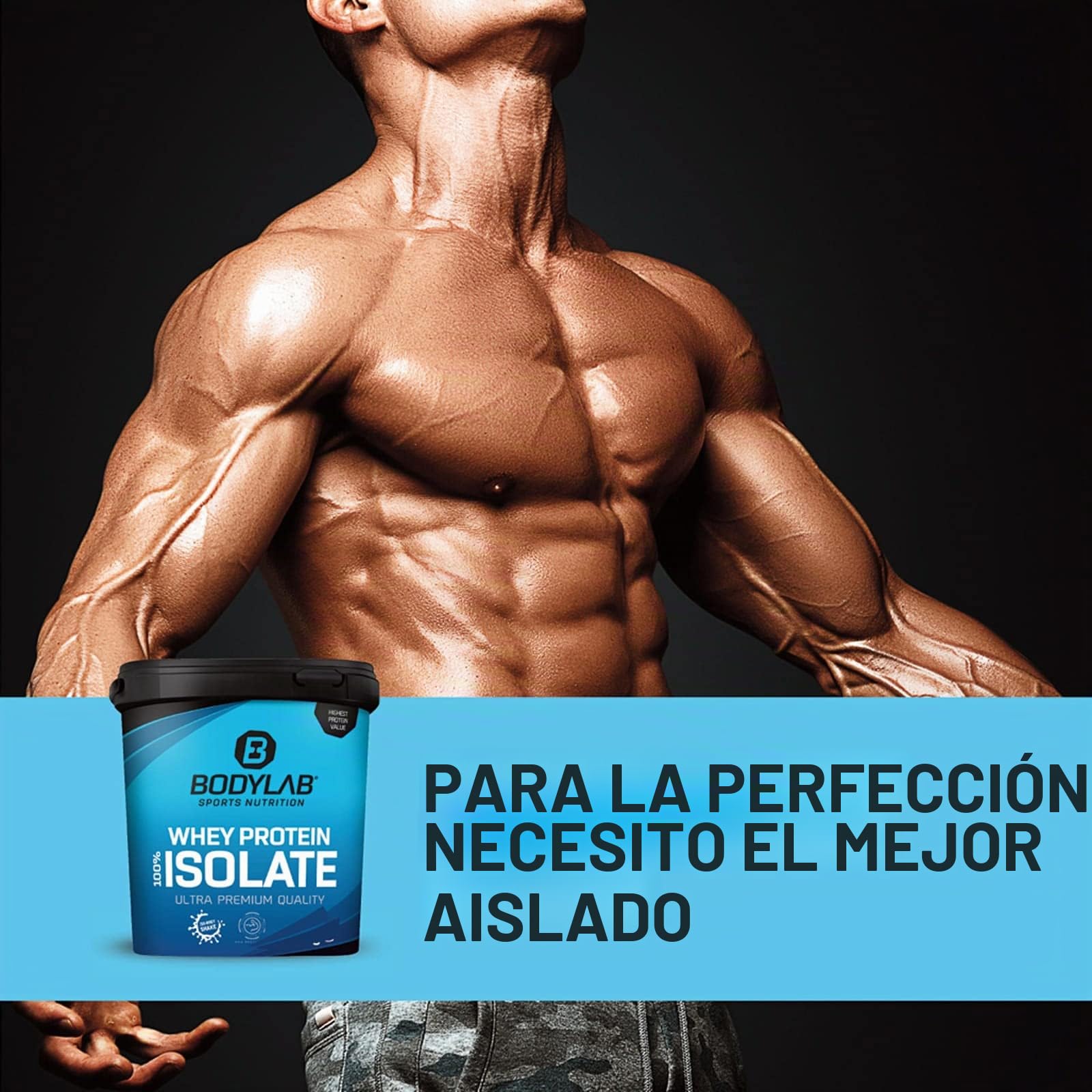Whey Protein Isolate Neutro 2kg Bodylab24, proteína en polvo hecha de aislado de suero de leche, puede apoyar la construcción de músculo, sin aspartamo