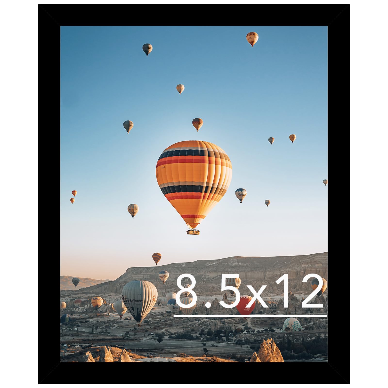 JCJMY 8.5x12 Picture Frame Black for Wall Hanging or Tabletop, Wall Mounting Horizontally or Vertically, 8.5 x 12 Wall Gallery Poster Photo Frame with Shatter Resistant Plexiglass, Black