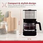 Holstein Housewares Simply Brew Machine à café en acier inoxydable Drip 5 Café tasse avec filtre réutilisable, sans rinçage, pot coffre-fort pour lave-vaisselle, noir