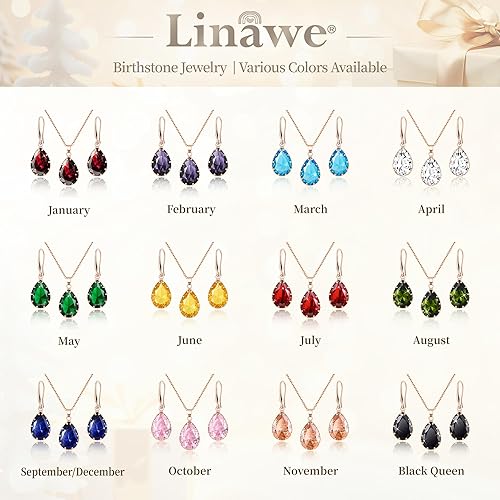 Miniatura 6 de Linawe Conjuntos de joyas de cristal para mujer, collar con colgante de diamante, aretes colgantes de diamantes de imitación, joyería de boda a