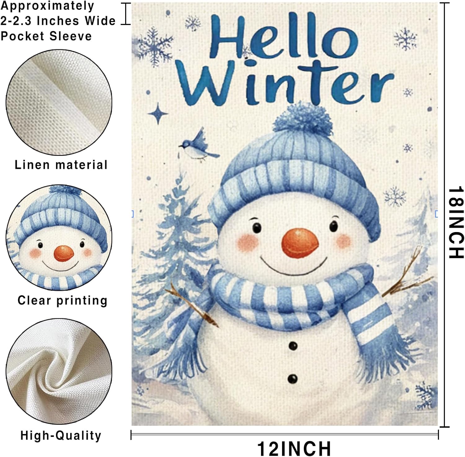 Hello Winter Snowman Garden Flag 12×18 Inch Double Sided Christmas Winter Snowman Cardinal Garden Flags Yard Flags Lawn Decor Holiday Outdoor House Decoration - Image 2