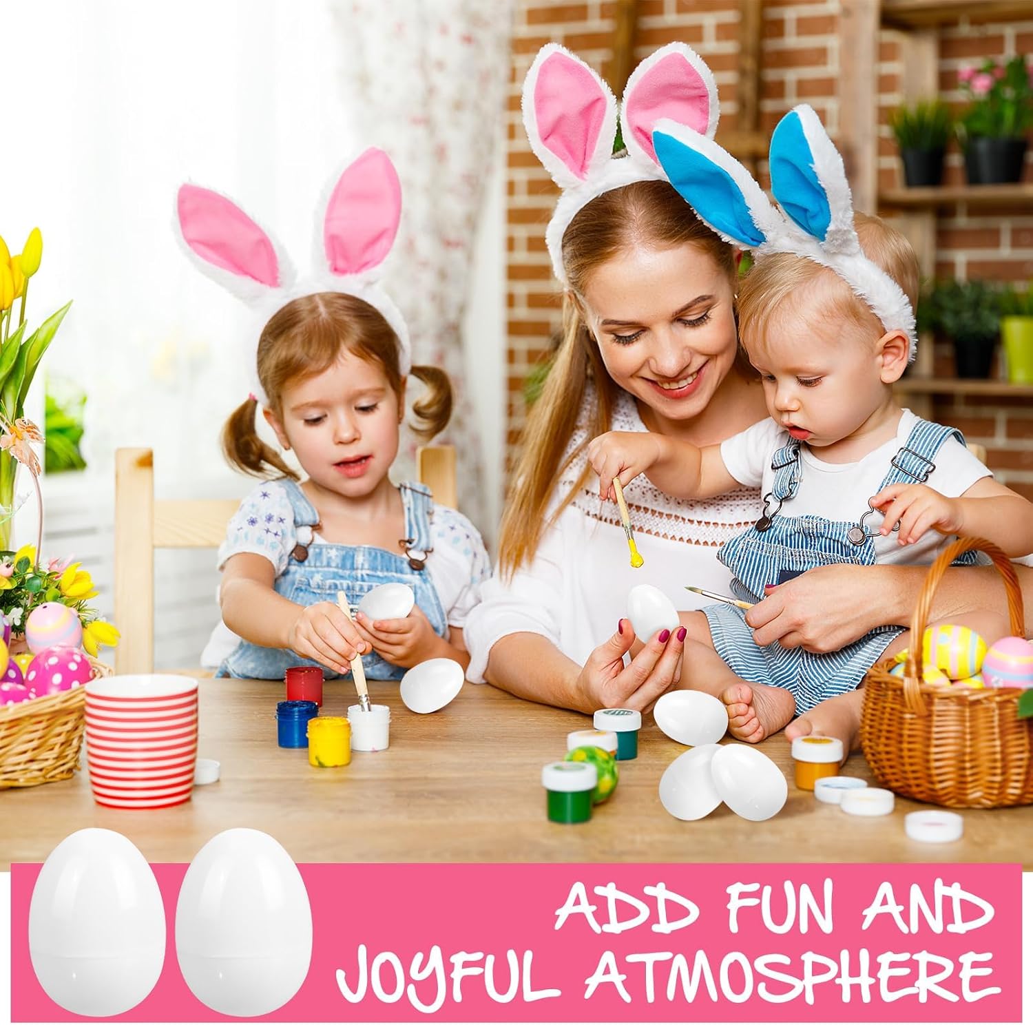 24 Pcs Easter Eggs Plastic Fillable Easter Eggs Bulk Empty Blank for Easter Basket Stuffers Fillers Easter Theme Party Favor Easter Hunt Stuffers Classroom Prize (White)