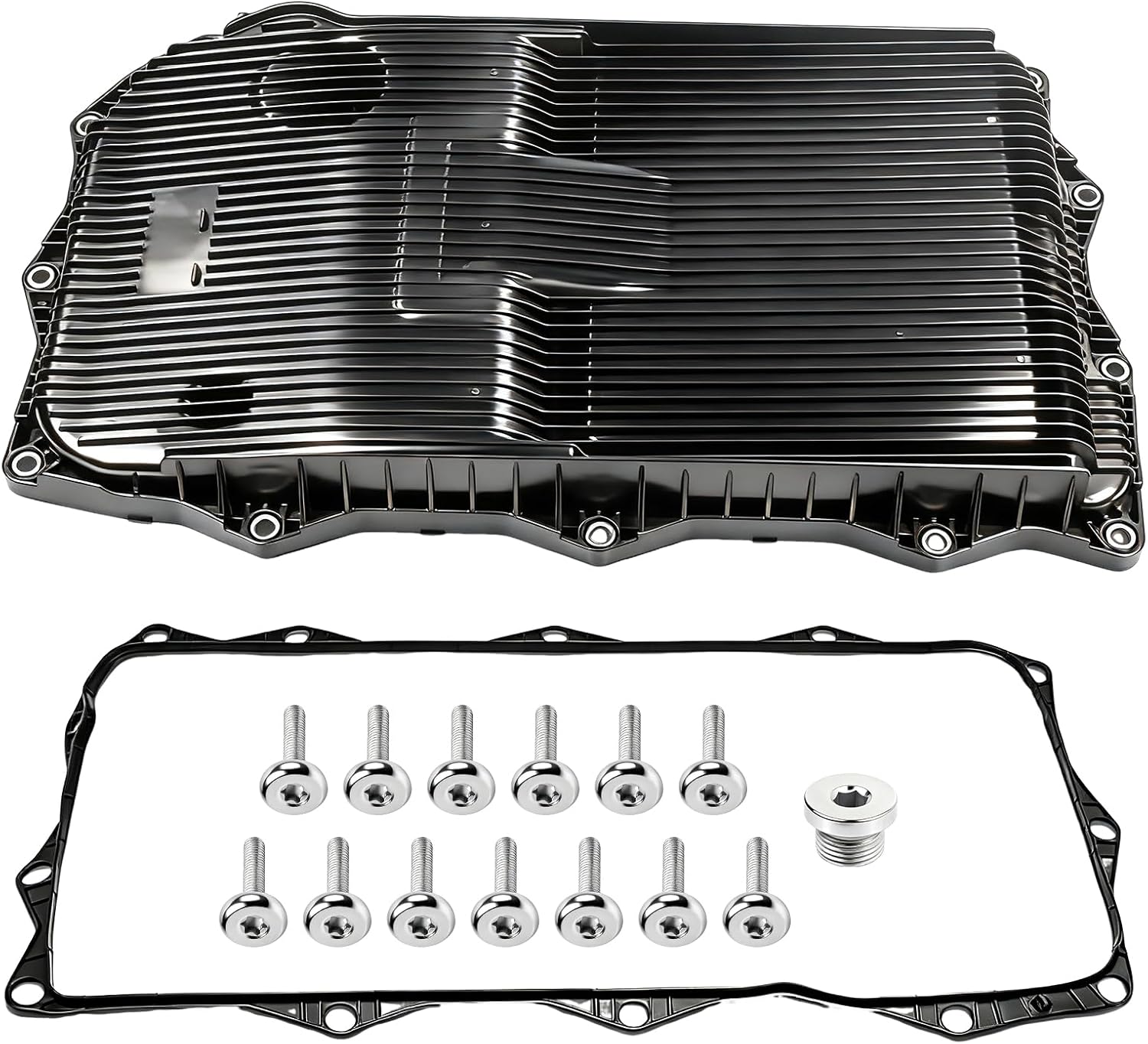 Transmission Oil Pan with Gasket & Drain Plug Compatible with Jeep Grand Cherokee dodge Ram 1500 2500 3500 2013-2021 replace 265-850 68225344AA 68233701AA