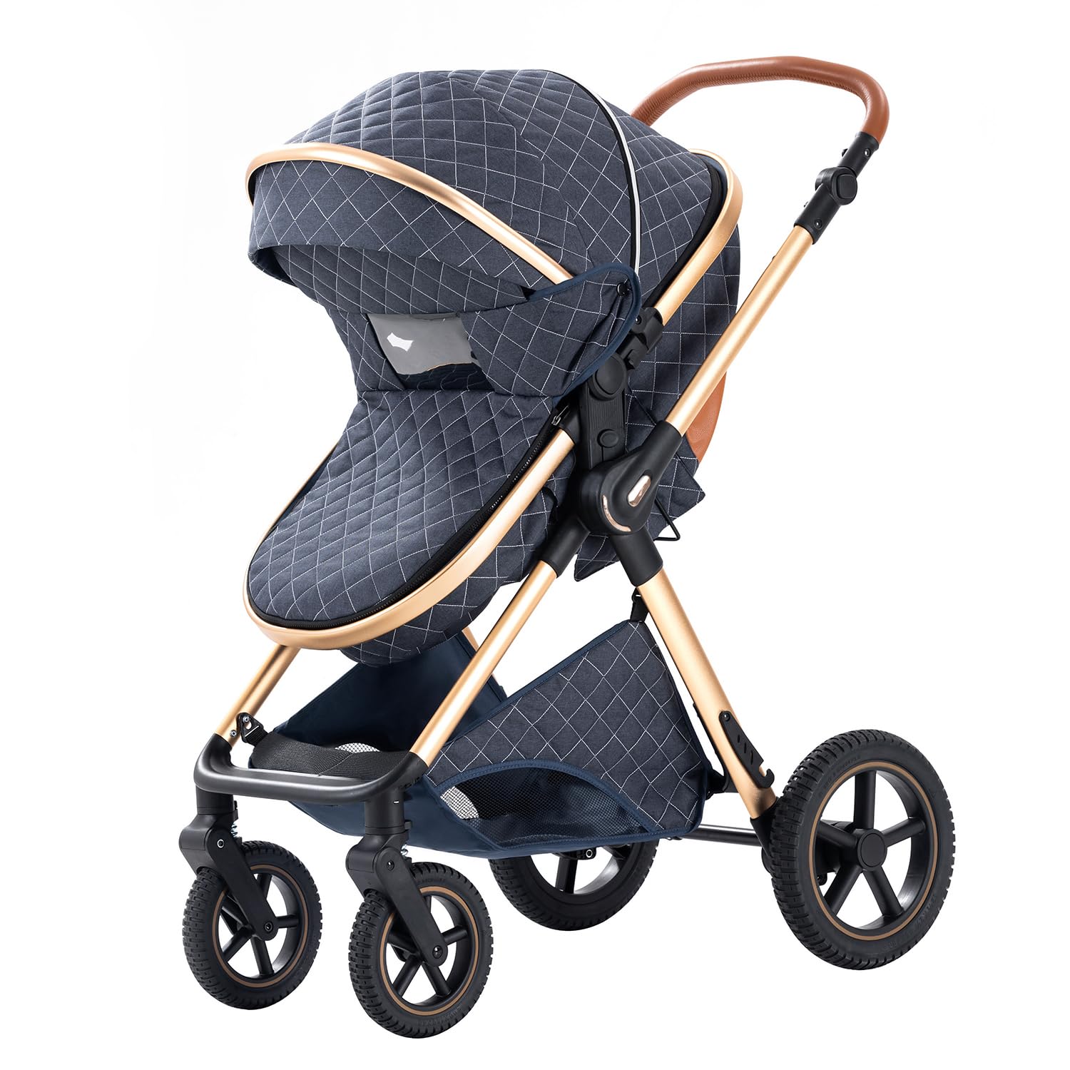 Poussettes 3 en 1 Citadines Poussettes Combinées Poussette Tricycle Baby Walker Poussette Haute Paysage Poussettes Landau pour 0-36 mois Pliantes Trolley Bébé (H2-BLUE, H2)