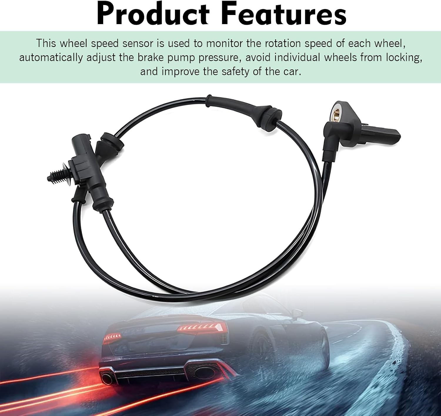 1 PC Rear Left/Right ABS Wheel Speed Sensor, OEM 3630050U2010 Anti-lock Brake Sensor Direct Replacement, High Temperature Resistant Durable Design, Compatible with Heyue Models (Black)