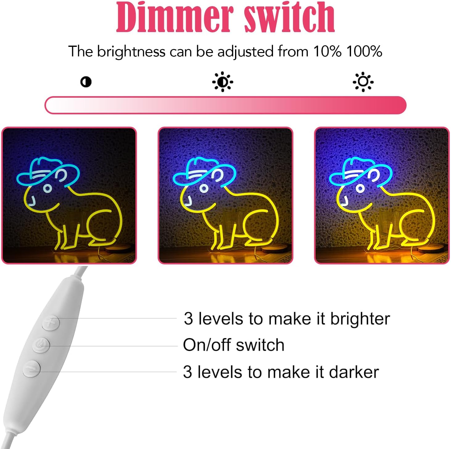 Capybara Neon Sign, Cute Cowboy Hat Capybara Led Light Animals Wall Decor Artled Bar Night Lights Backdrop Lights Led Business Signs Creative Neon Usb Powered