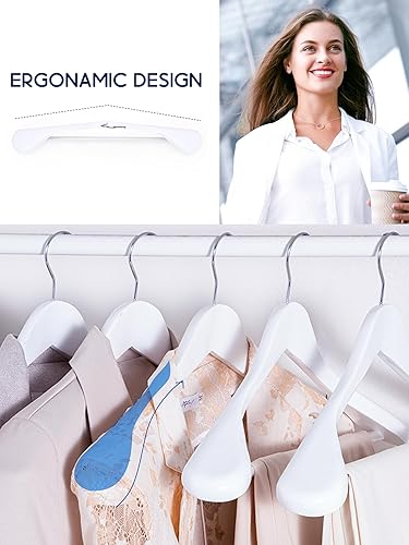 Miniatura 2 de HOUSE DAY Perchas de madera maciza de alta calidad para mujer, perchas de madera de hombro ancho, perchas para trajes con barra antideslizante para