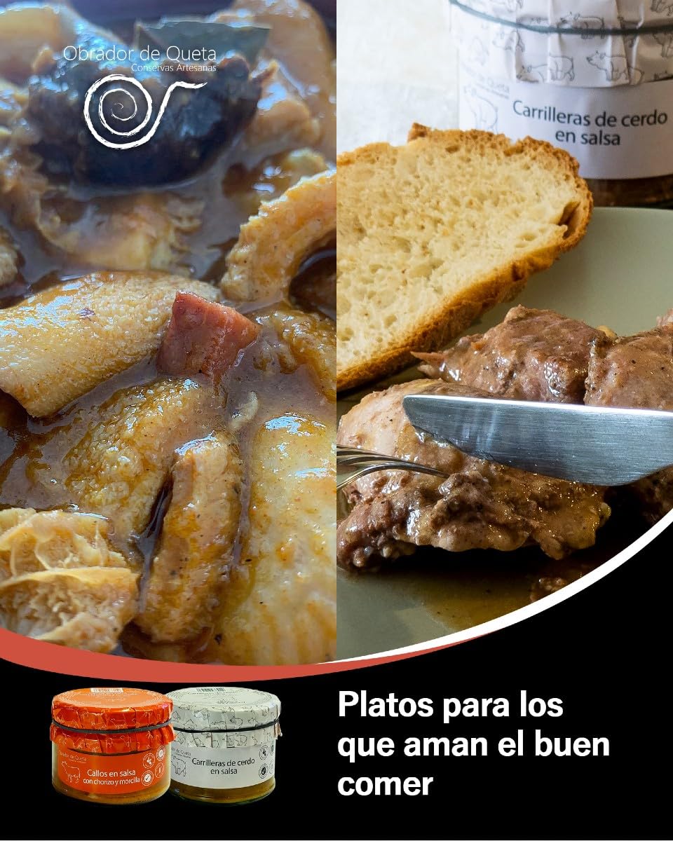 Trippa in salsa con chorizo ​​e sanguinaccio 560gr (Confezione da 4). Trippa alla Madrilena. Ricetta familiare, fatta in casa e artigianale. Conserve gourmet. Prodotto 100% fabbricato Spagna.