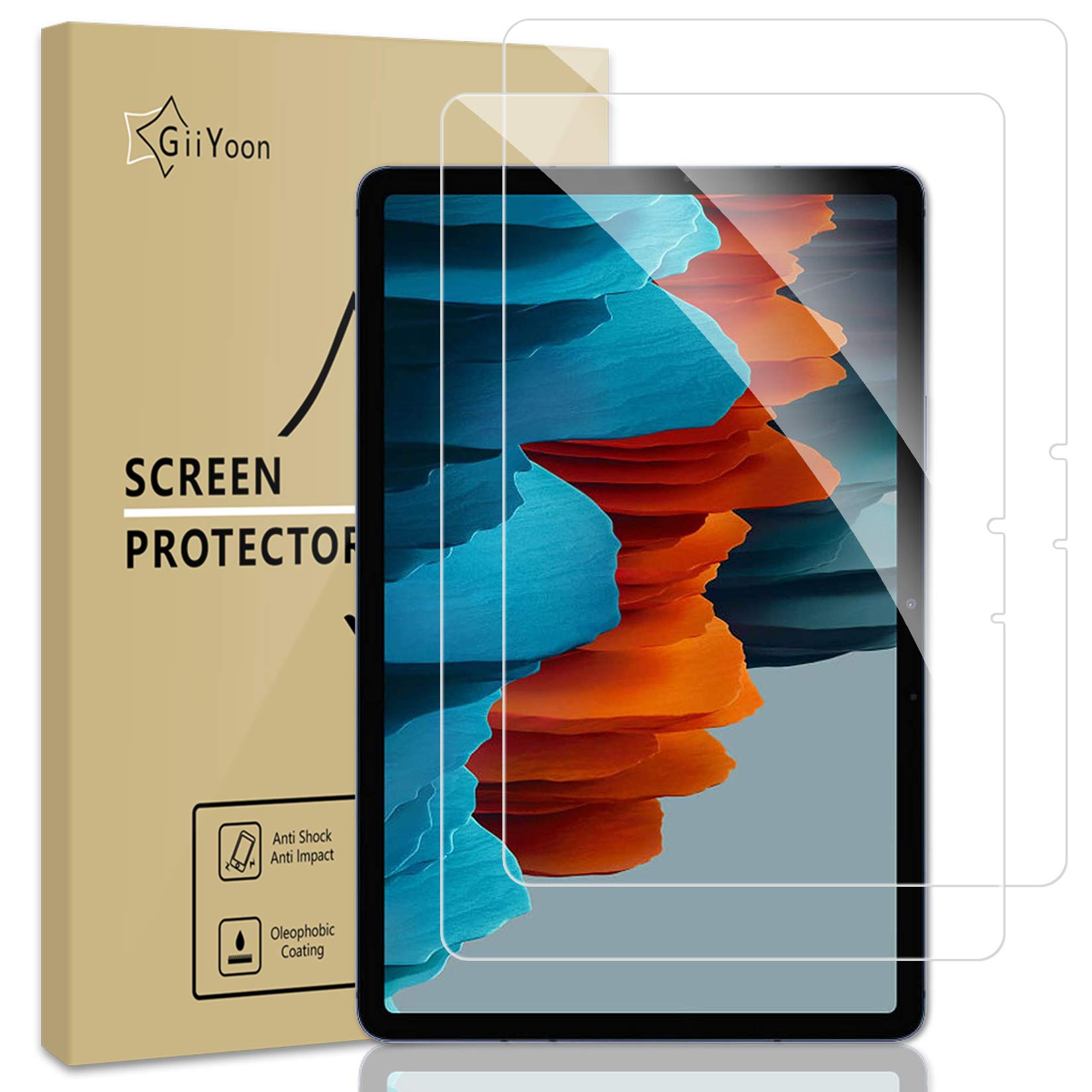 GiiYoon2 PACK Screen Protector for Samsung Galaxy Tab S8 /S7 11 inch Tempered Glass Film [HD Crystal Clear] [Easy Installation] [Scratch Resistant] [9H Hardness]