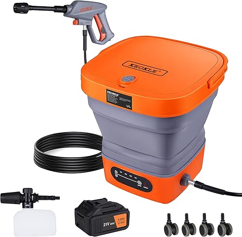 Lavadora a presión portátil inalámbrica con tanque de 4.5 galones, lavadora eléctrica a presión de 4000 mAh, presión máxima de 750 PSI, boquilla 5