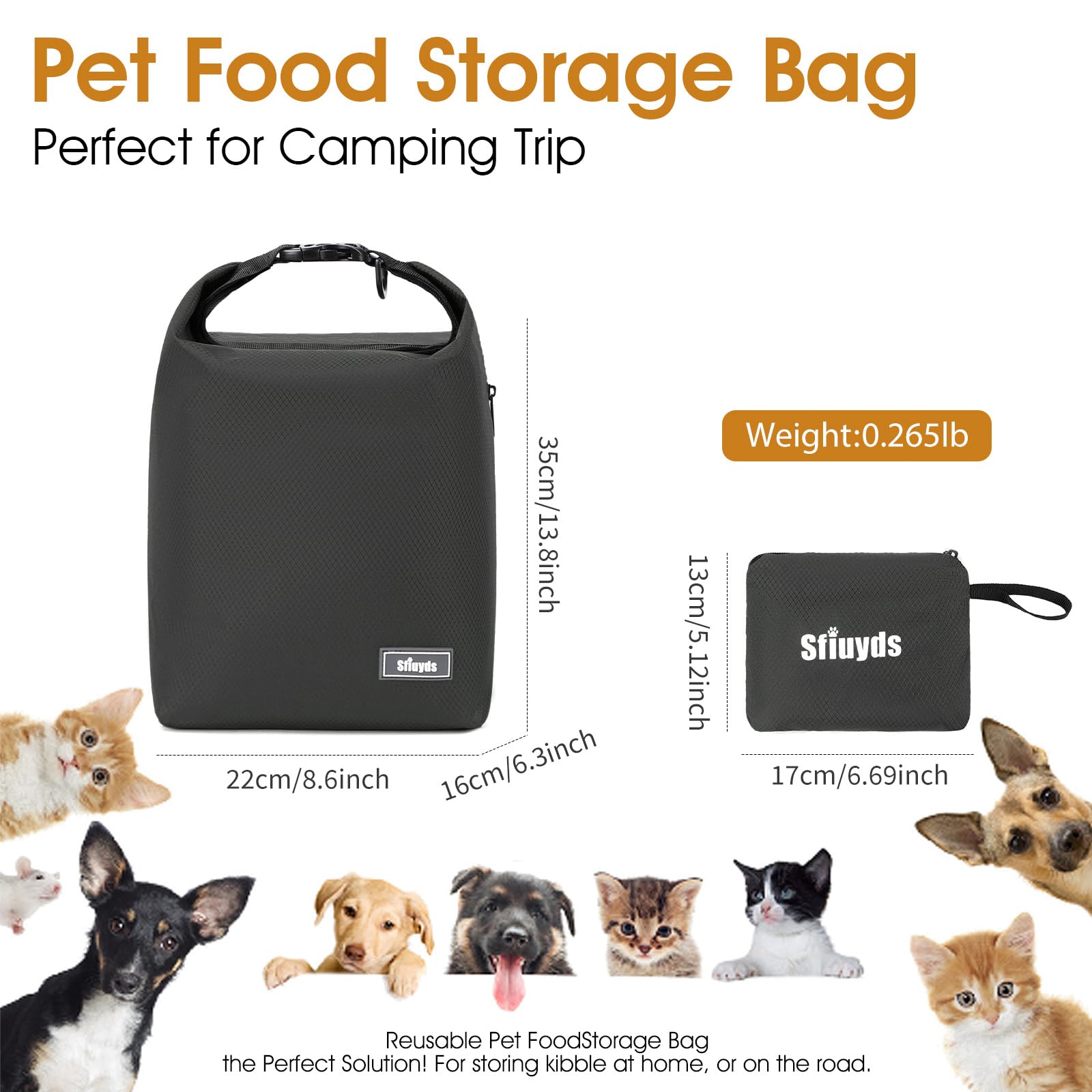 Contenedores de almacenamiento de alimentos para mascotas, bolsa de viaje para comida para perros con 2 cuencos plegables de viaje para perros, contenedor de almacenamiento impermeable para el
