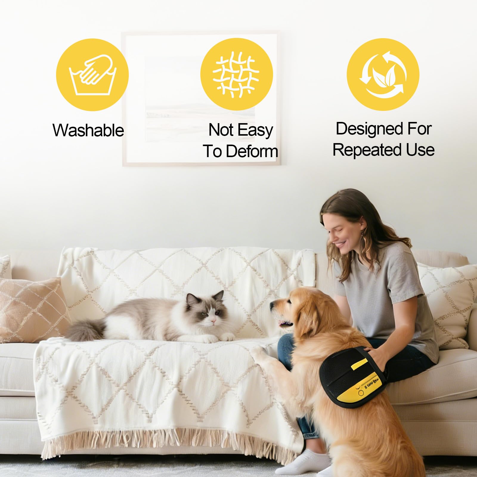 MiracDan Gants de Toilettage Double Face Antistatiques 2026, Gant Anti Poils Animaux Réutilisable Pour L'épilation des Poils de Chat Chien sur Canapé Tapis Siège Auto Lit, 1Pac - 5