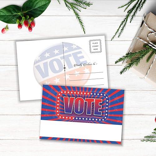 Miniatura 4 de PARTH iMPEX Tarjetas postales de votación  (Paquete de 50) Tarjetas patrióticas en blanco para campaña electoral de votación de 4 x 6 pulgadas