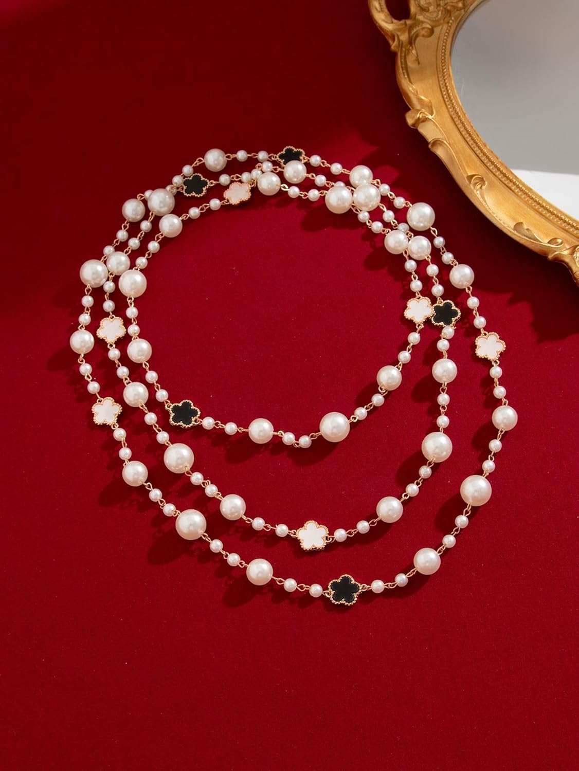 Long Pearl Necklaces for Women Pearl Long Chain Necklace Dainty Gold And Long Pearl Necklaces Layered Pearl Necklace Statement Sweater Strand Chain Jewelry - Image 6