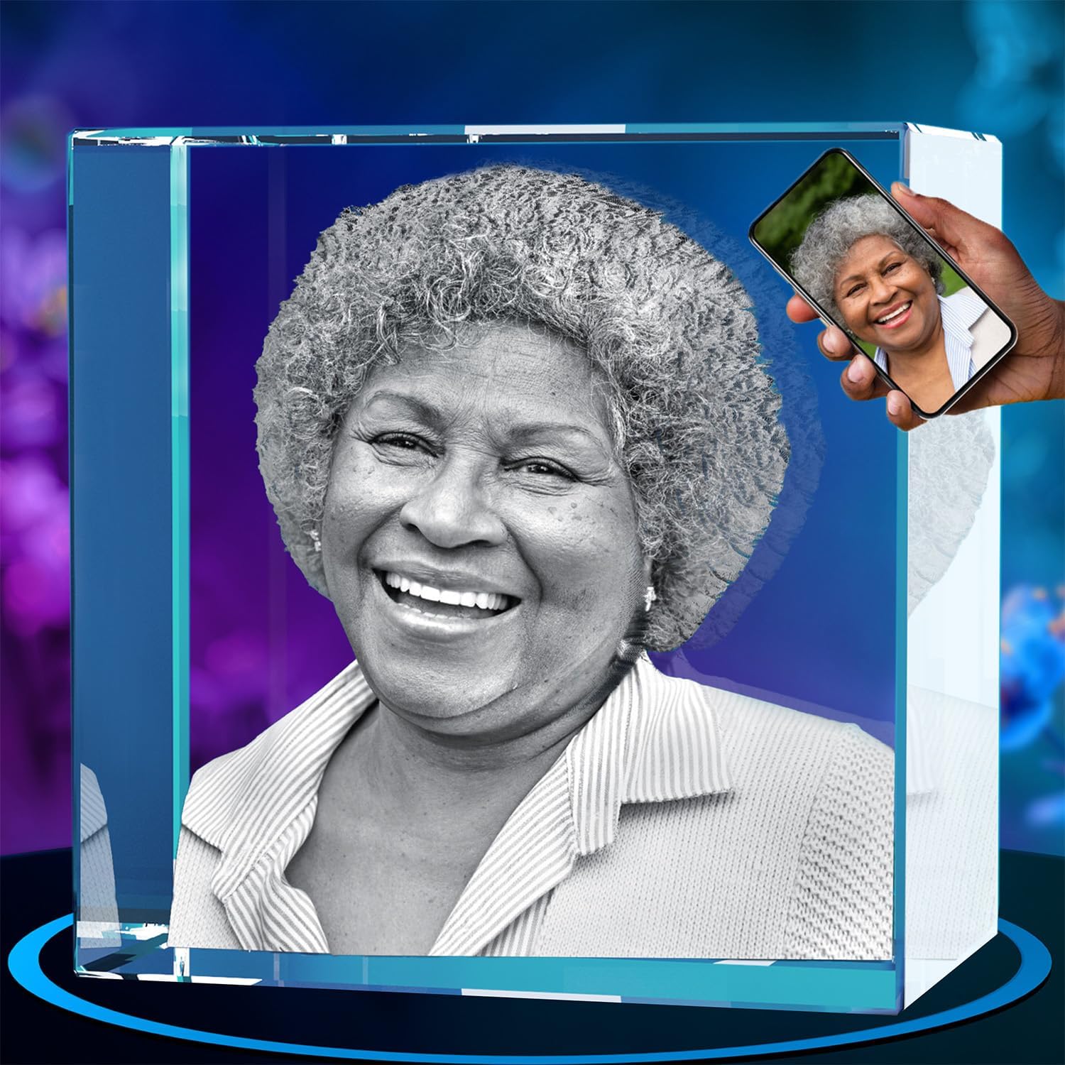 - ArtPix 3D Crystal Photo, Personalized Mothers Day Gifts for Mom, Women, Wife, Her, Him, Men, Husband, Grandma, Great Customized Gift With Your Own Photo, Custom Glass 3D Laser Etched Picture Frame