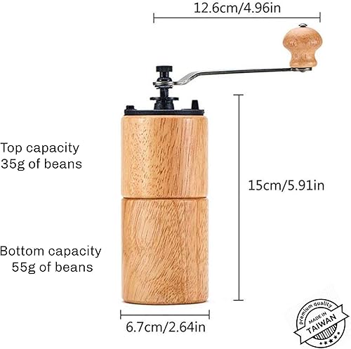 Miniatura 5 de Molinillo manual de grano de café con rebabas de hierro fundido, manivela de mano de gran capacidad, portátil para viajes, camping, ajustable