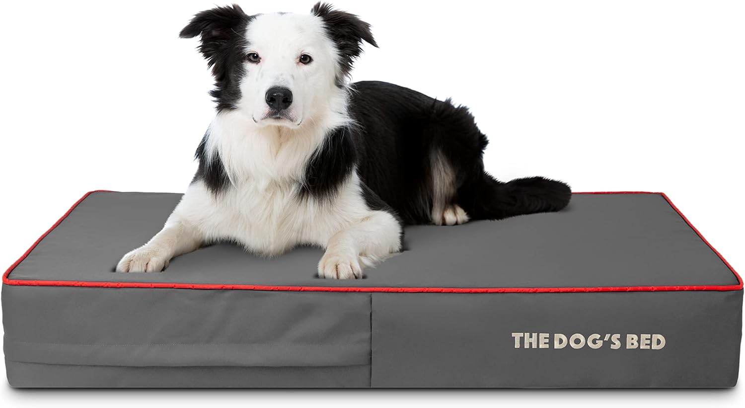 Replacement Outer Cover ONLY (Outer Cover ONLY - NO Bed, NO Waterproof Inner) for The Dog's Bed, Washable Oxford Fabric, Large 40” x 25” x 6” (Grey with Red Trim) : Pet Supplies