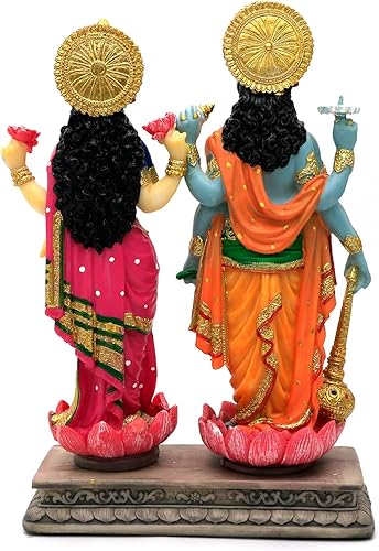 Miniatura 9 de alikiki Estatua hindú de Dios Lakshmi Narayan 8.8 pulgadas de alto Laxmi Narayan Escultura india Diwali Pooja Artículo Murti Regalos para parejas