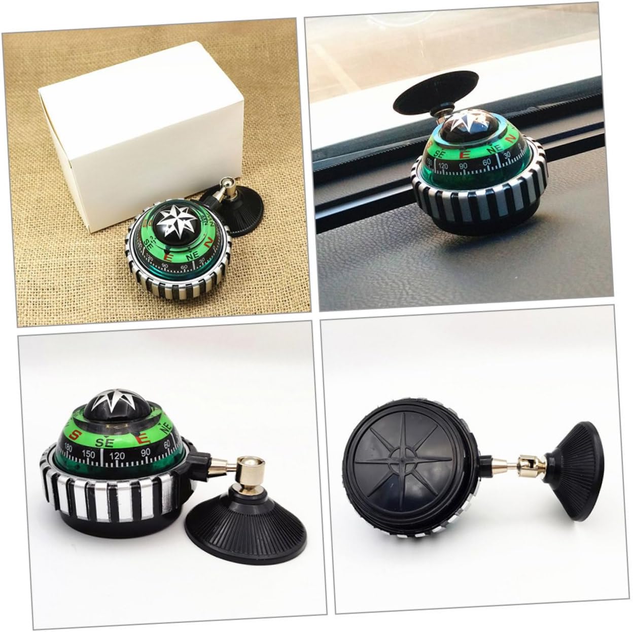 PRETYZOOM 2pcs Dashboard Compass with Suction Cup Adjustable Mount for Car Boat Truck Navigation Direction Guide Ball Outdoor Abs Material Green Color