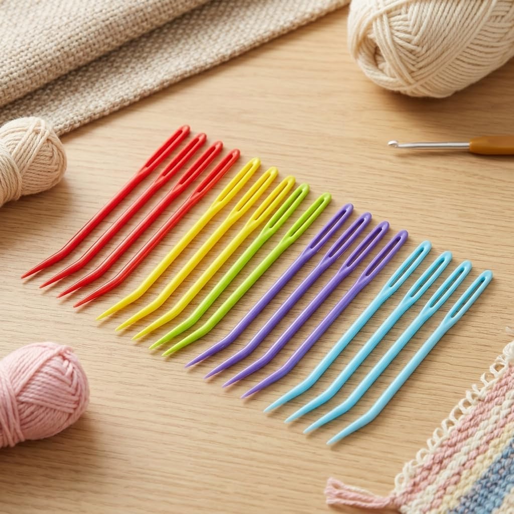 GLSTOY Bent Tip Yarn Needles 20 Piece Plastic Darning Tapestry Tools