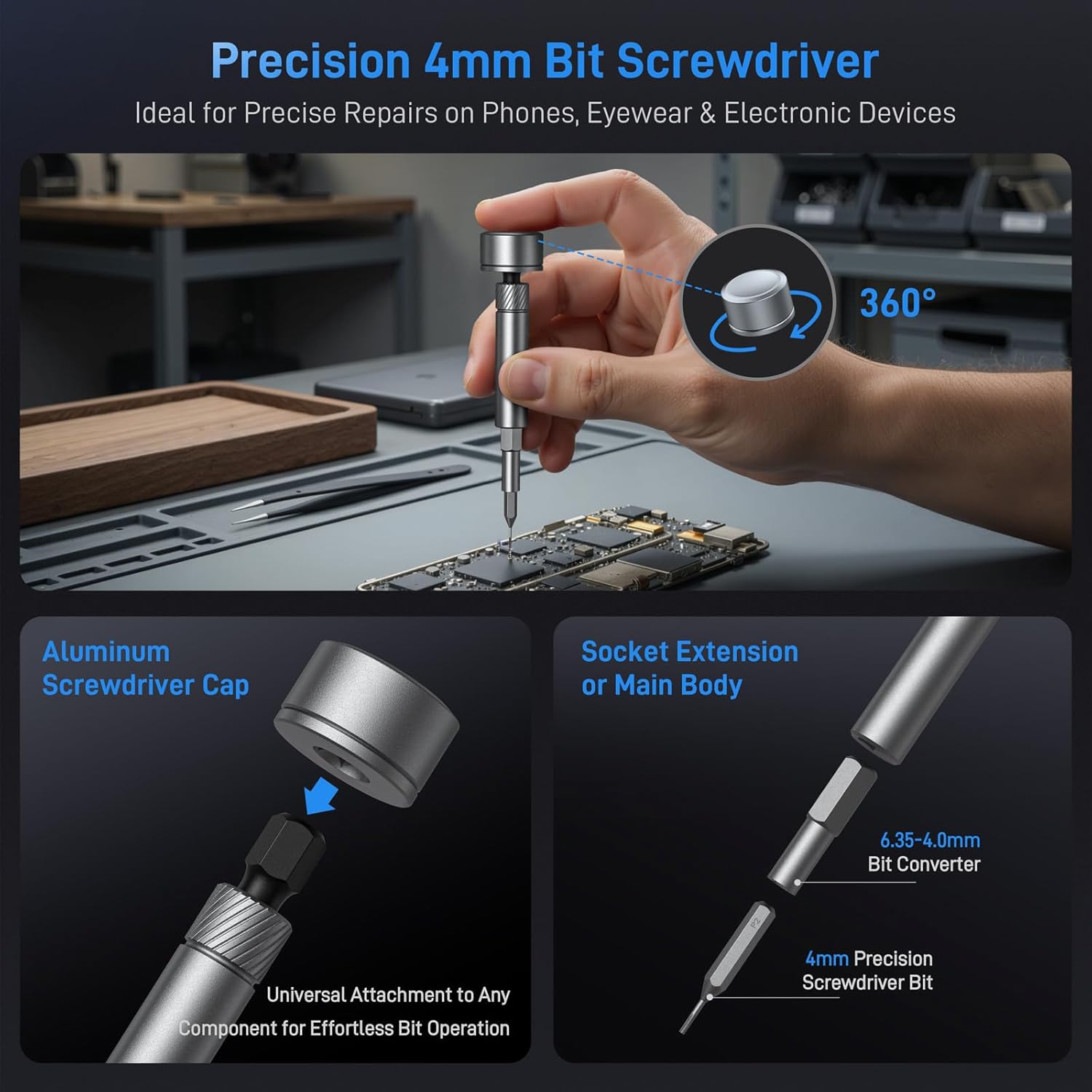 74 in 1 Magnetic Ratchet Screwdriver Set - T Handle Ratchet Screwdriver with S2 Steel Bits, Detachable Design & Storage Case, Precision Repair Tool Kit for Electronics, Furniture, Bicycle, Watch, DIY - Image 7