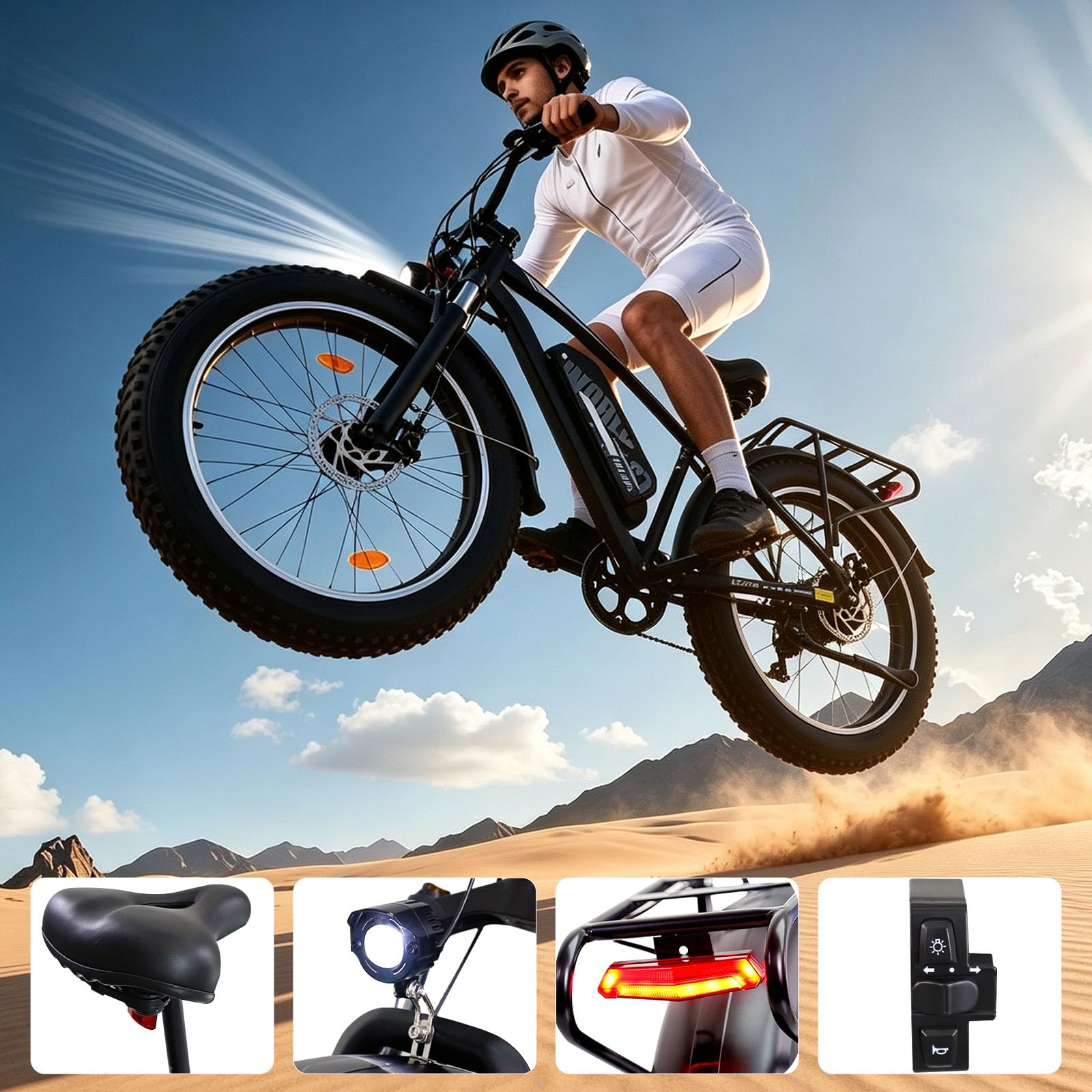A35 Bicicletta Elettrica Adulto,26*4.0" Bici Electrica Alcance de 50-75 km
