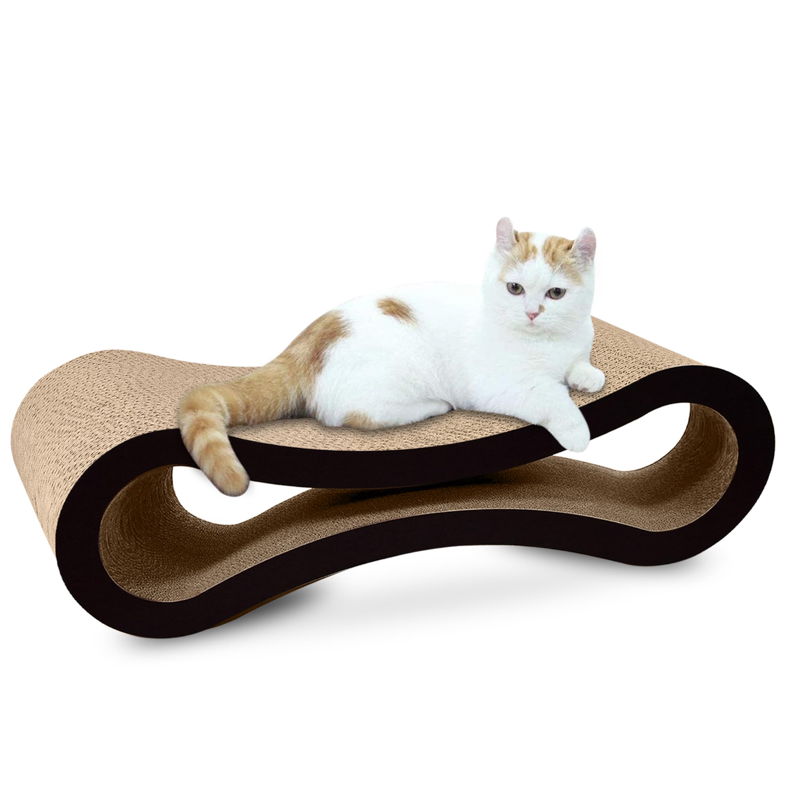 PetsTown Cat Scratcher Board, Durable Cardboard Cat Scratching Pad with Catnip for Indoor Cats, Large