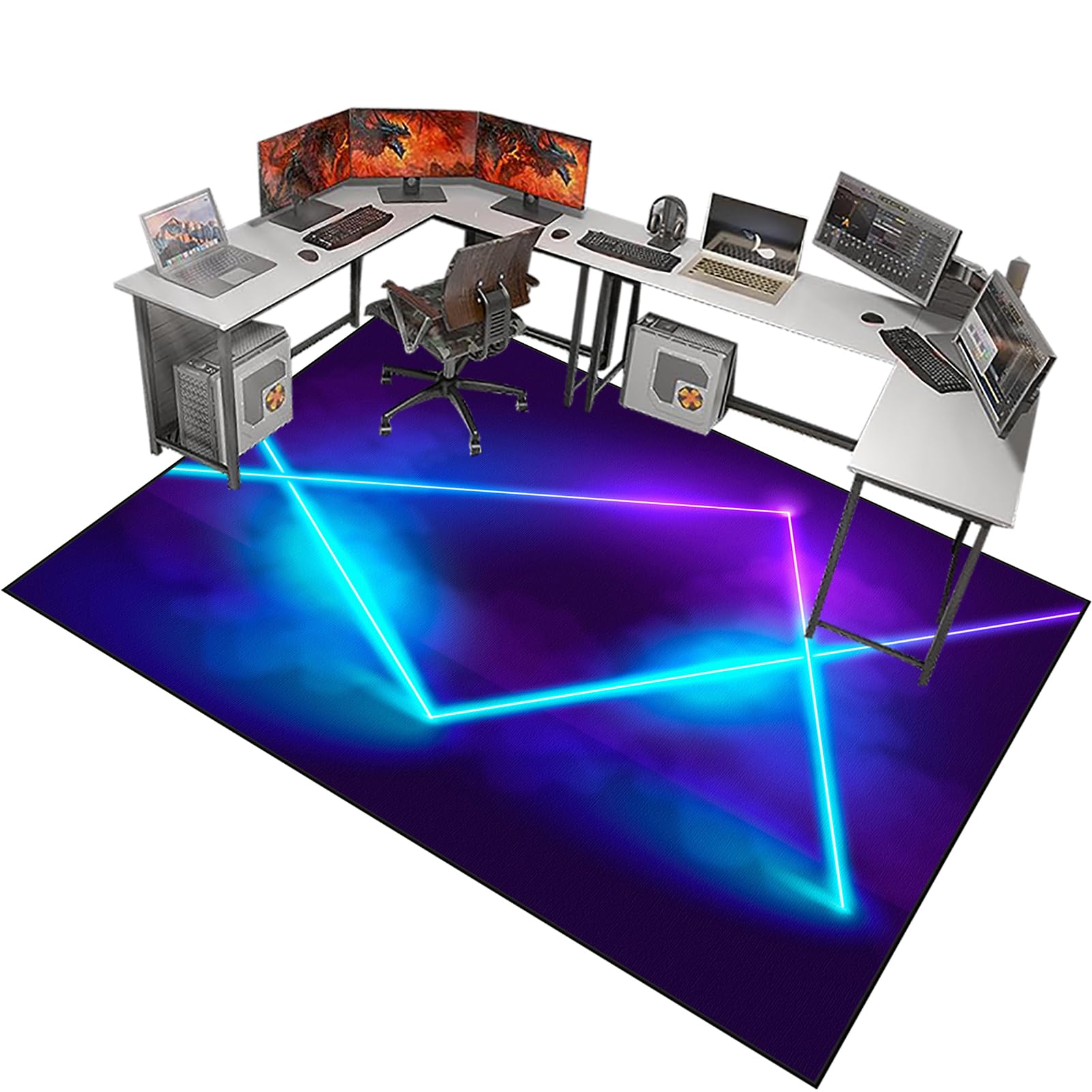 Fzamudng W1-49 Office Chair Mat For Carpeted And Hardwood Floor, Non-Slip Desk Chair Mat, Carpet Protector Chair Mat, Gaming Rug, 200 X 230 Cm Non Slip Desk Computer Rolling Chair Mat For Home Office Gaming Room