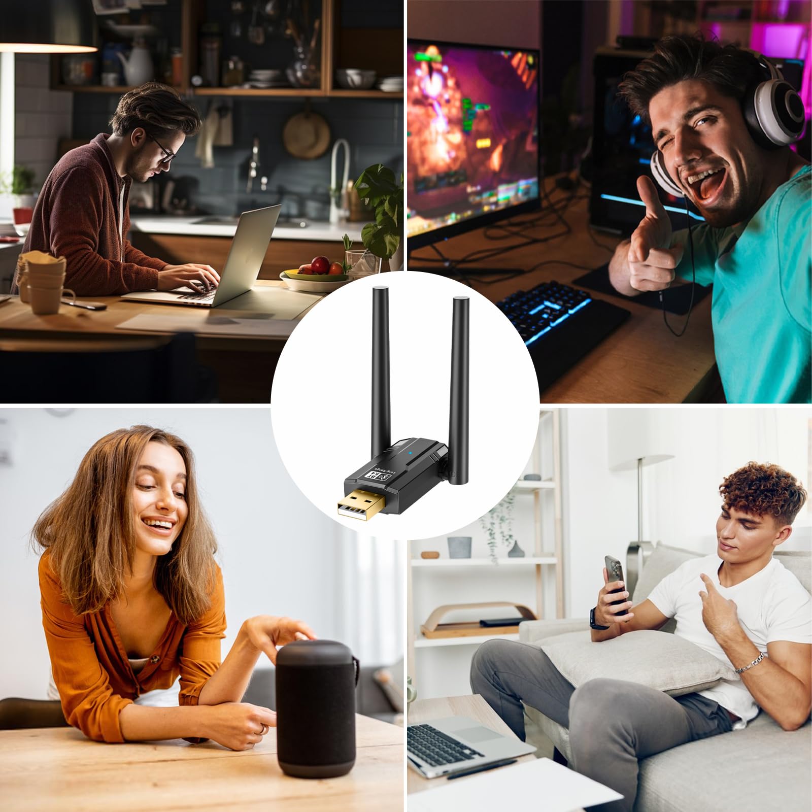 Binnan 150M Ricevitore Bluetooth, Adattatore Bluetooth 5.4 USB, Scheda Bluetooth Dongle Compatibile con WIN7/8.1/10/11, Adatto per Tastiera Mouse con Cuffia per PC Notebook