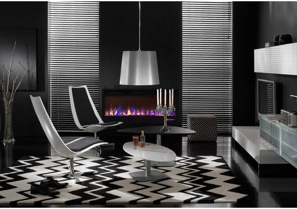 50% Off Discount Gibson Living Bombay 36 Inch Crystal Recessed Touch Screen Multi-Color Wall Mounted Electric Fireplace