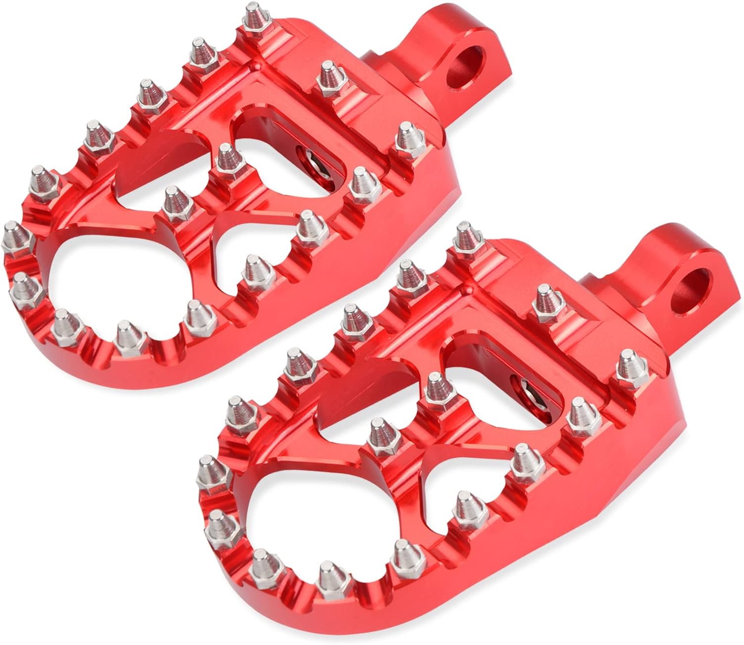 Goldfire Motorcycle Footpegs, 1 Pair Red CNC Wide Foot Pegs 360° Roating MX Chopper Bobber Style Fits for HD Dyna Sportster Fatboy Iron 883 (Red)