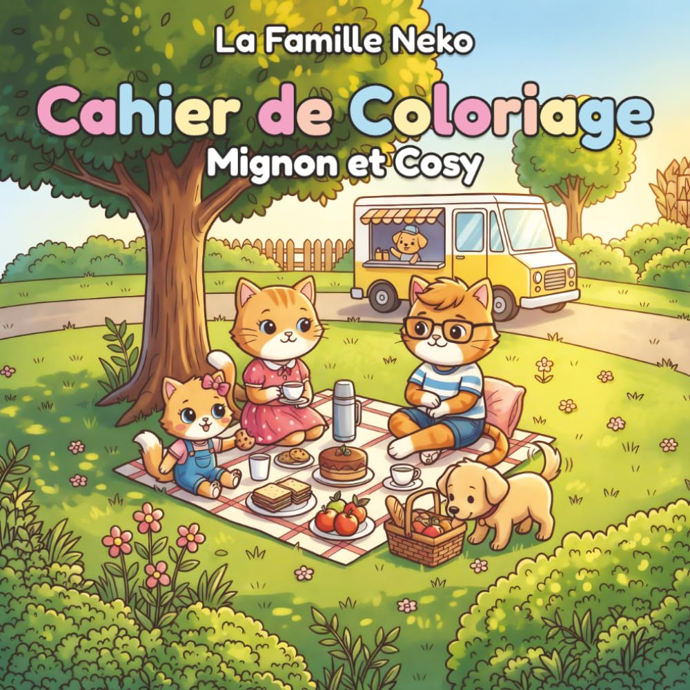 La famille Neko – Cahier de coloriage Mignon et Cosy: Livre de coloriage kawaii et anti stress — Pour adultes et enfants