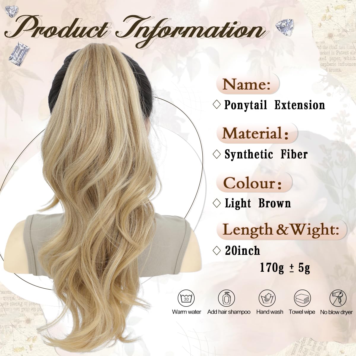 JingOu VEGALILY Ponytail Extension 20inch Clip in Ponytail Layered Claw Clip Ponytail Hair Extensions Blonde… - Image 2