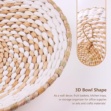 9 Pack Boho Wall Basket Set, hanging Woven Wall Basket Decor, Seagrass Rattan Wicker Boho Wall Decor, Eco-Friendly Round Art for Farmhouse Bedroom Living Room Display Table Settings Kitchen Home