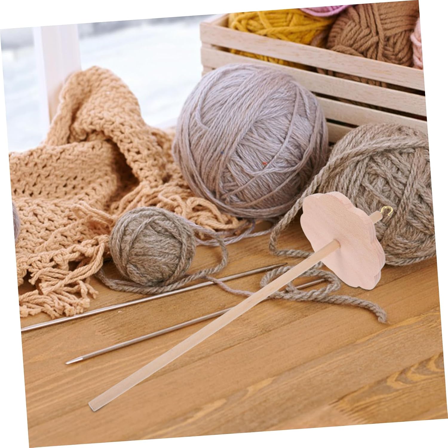 ULTECHNOVO Wooden Spindle for Yarn Spinning Wheel Hardwood Roving Yarn Winder Wool Spinning Tool Threaded Top