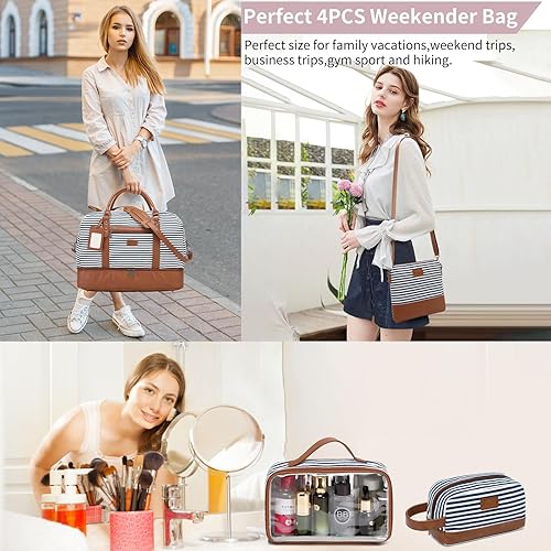 Miniatura 2 de Wogarl Bolsas de fin de semana para mujer, bolsa grande para pasar la noche, bolsa de viaje de fin de semana, bolsa de lona de transporte en el