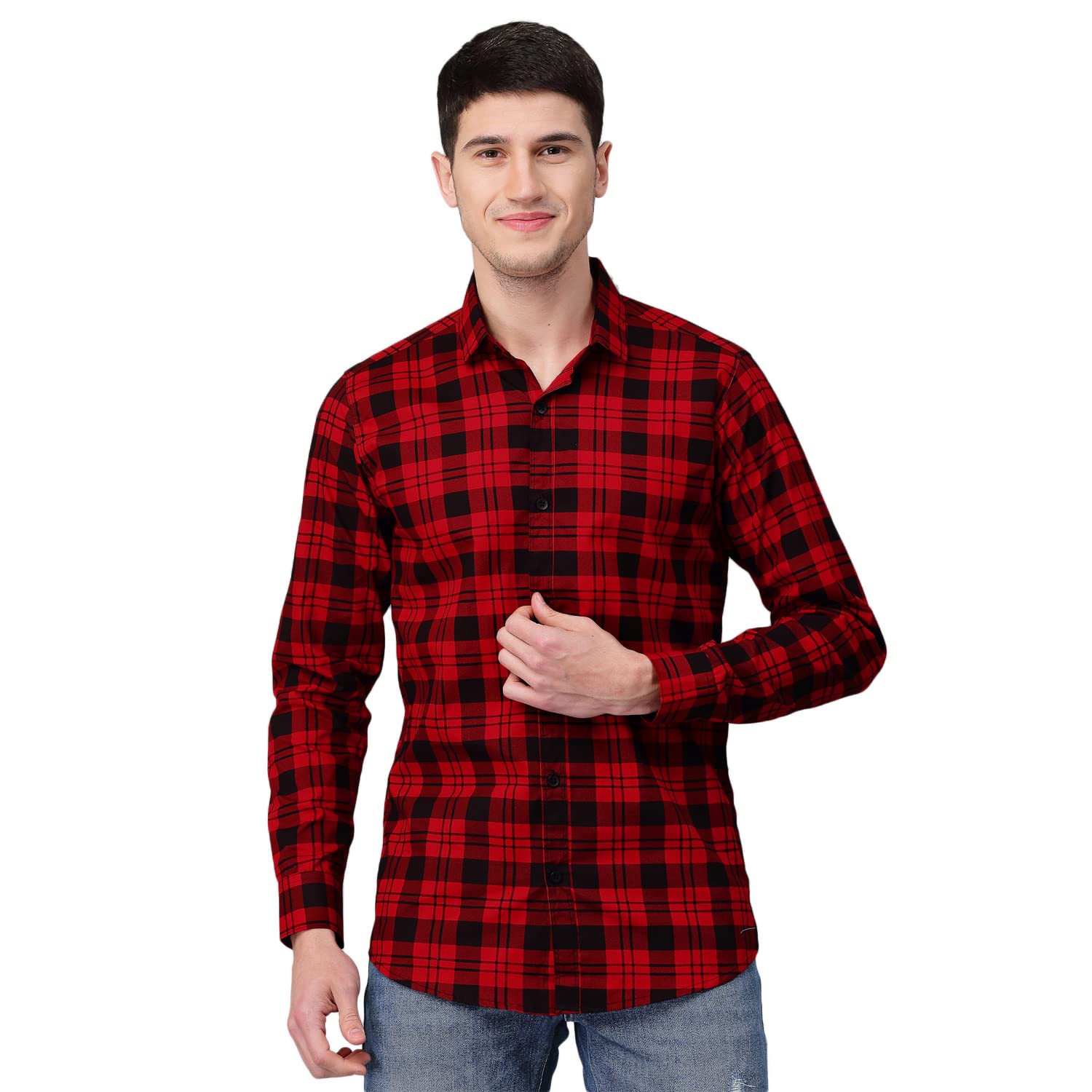 OTUS Men's Cotton Casual Slim Fit Striped Shirt