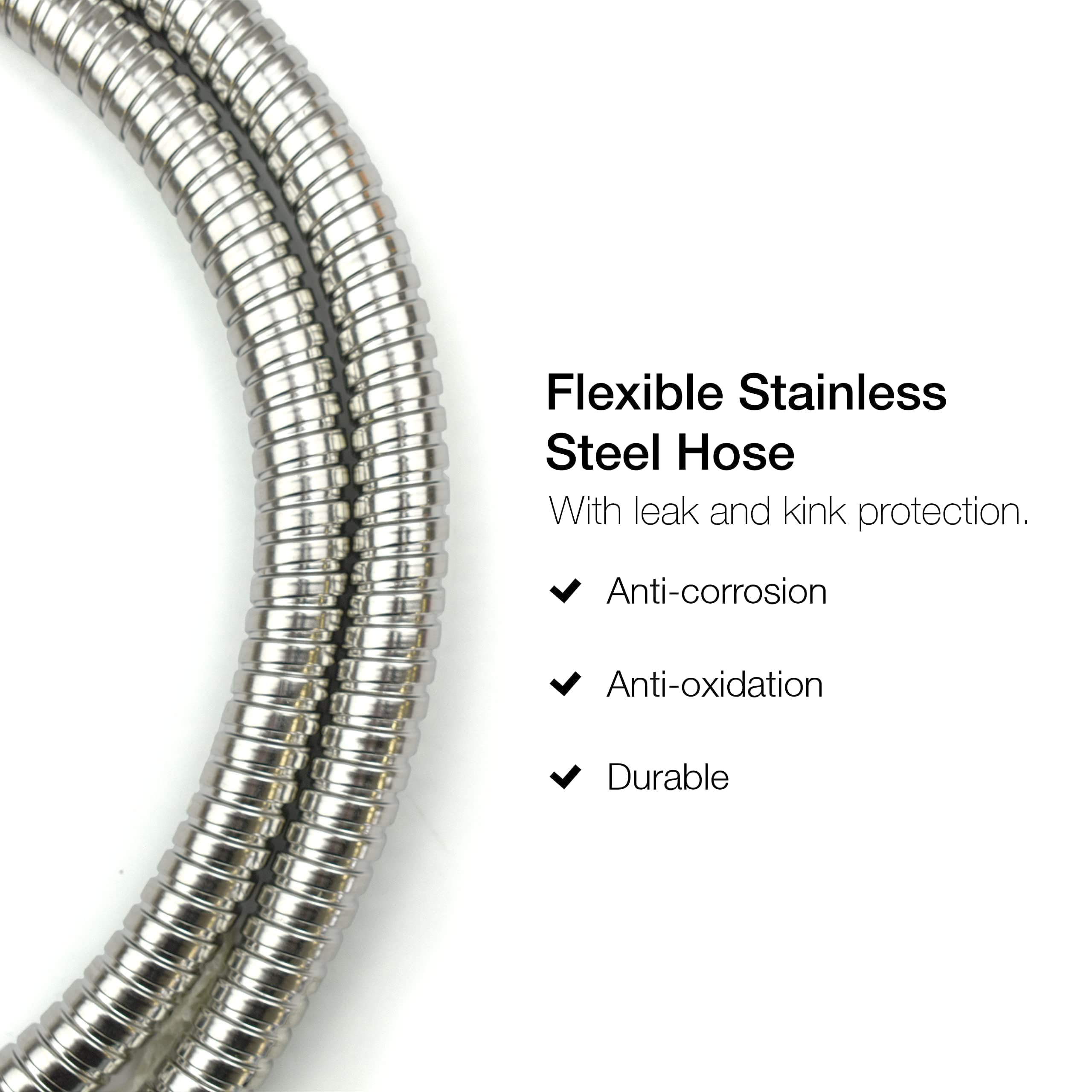 10X Tubi Flessibili in Acciaio Inox Antipiega per Doccia a Prova di Perdite con Connettore Solido (Lunghezza 1,2 m)