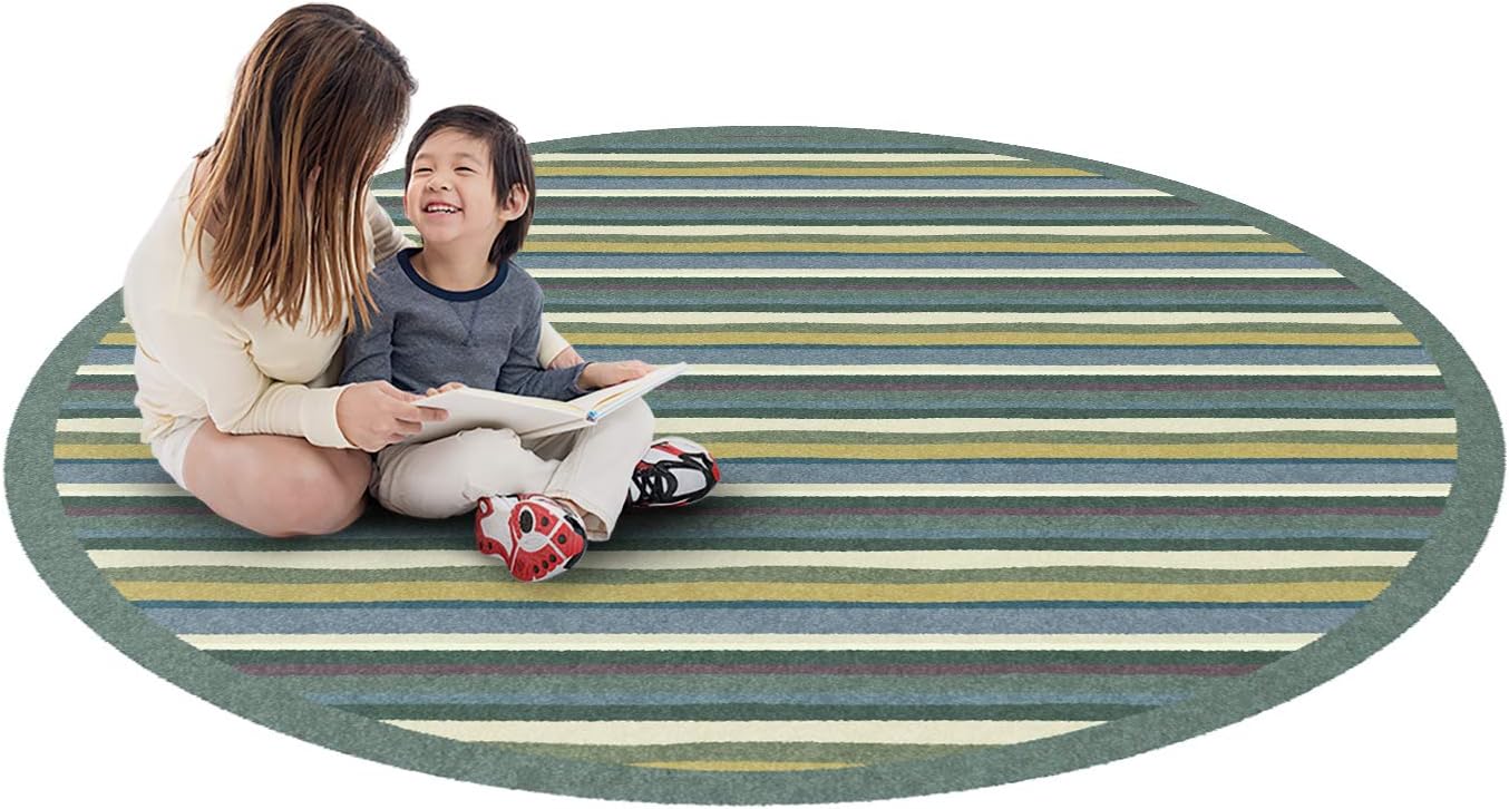 Joy Carpets Yipes Stripes Rug, Soft, 5'4" Round